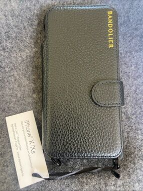 Bandolier Black Pebbled Leather Wallet Case iPhone X/Xs